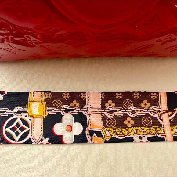 Monogram Patterned Twilly Bandeau Scarf Mixed Colors - Picture 5 of 8